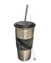 Ikea LÅNESPELARE Insulated Tumbler w/ Lid &amp; Straw Black Stainless Steel Gaming - £19.07 GBP
