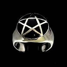 Sterling silver Wicca symbol ring Celtic Pentagram Occult Five Pointed Star on d - £91.95 GBP