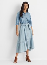 Lauren RALPH LAUREN Chambray SKIRT Size: 6 (SMALL) New Ruffled A-Line - £103.60 GBP