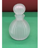 Frosted White Glass 3.75&quot; Tall Vintage Perfume Bottle With Stopper - $8.90