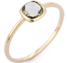 14K Yellow Gold Green Amethyst Ring - £125.60 GBP