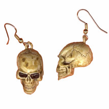Funky Realistic Antiqued SKULL EARRINGS Biker Pirate Punk Gothic Novelty Jewelry - £4.69 GBP