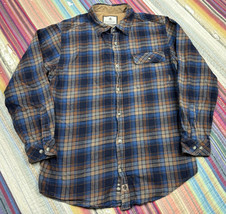 Legendary WhiteTails Brown Blue Plaid Buck Camp Shirt Mens Button Up Flannel LT - £15.13 GBP