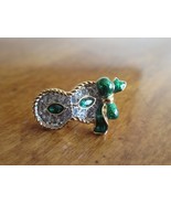 Swarovski Green Color Crystal Mardi Gras Mask Gold Tone Pin Signed No Ba... - $249.65 MXN