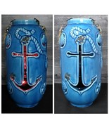 Nautical Maritime Lantern Light Blue With Red Led Lights Weathered Look ... - £22.31 GBP