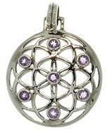 Jewelry Trends Flower of Life Meditation Sterling Silver Pendant Amethyst - £56.08 GBP