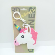 Pink unicorn Carabiner PVC Silicone Keychain Luggage Tag Travel Bag Tag ... - £8.05 GBP