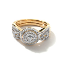 10K Yellow Gold 3/8 ct TDW Diamond Halo Bridal Set - £385.58 GBP