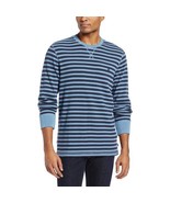 IZOD MEN&#39;S BLUE STRIPED THERMAL WAFFLE LONG SLEEVE SHIRT - $15.07 CAD