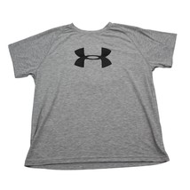 Under Armour Shirt Boys XL Gray Short Sleeve Round Neck Logo Graphic Pri... - $11.76
