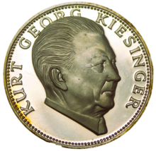 Kurt Georg Kiesinger 32mm .925 Cameo Silver Proof Medal~4,188 Minted~Free Ship - £19.53 GBP