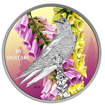 1/2 Oz Silver Coin 2017 $10 Canada Birds Among Nature&#39;s Colors Purple Marin - £78.32 GBP