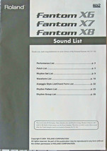 Roland Fantom X6 X7 X8 Synthesizer Keyboard Original Sound List Book Man... - $29.69