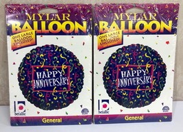 Two Large Mylar Metallic Happy Anniversary Balloons - £7.22 GBP