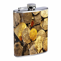 Pirate Treasure D2 Flask 8oz Stainless Steel Hip Drinking Whiskey - £11.83 GBP