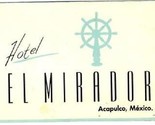 Hotel El Mirador Restaurant Dinner Menu Acapulco Mexico Cliff Diver 1958 - $99.25