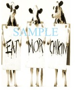 Cow print eat more chicken wall hanging 8x10 decorations picture Kitchen... - $10.55