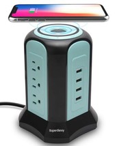 Power Strip Tower Wireless Charger, SUPERDANNY Surge Protector Tower, 10... - £109.65 GBP