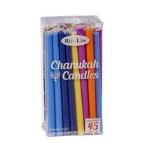 Rite Lite Deluxe Multicolor Chanukah Candles, Comes with 45 Candles, Han... - £11.64 GBP