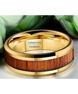 Tungsten Retro Wood &amp; Gold Band | Men&#39;s Wedding Ring | Durable &amp; Stylish - €43,76 EUR