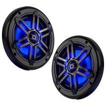 Power Acoustik Marine 6.5&quot; 2-Way Speakers with Blue LED White &amp; Black Gr... - $116.49