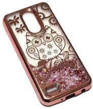For LG Aristo 2 X210 / K8 2018 Rose Gold Owl Stars Pink Glitter Liquid Skin Case - £13.66 GBP