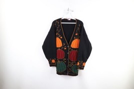 Vtg 90s Womens S Country Primitive Halloween Pumpkin Knit Cardigan Sweater USA - £47.70 GBP