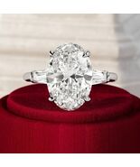 5.40 Ct Oval F /VS1 Lab Grown Diamond Three Stone Diamond Ring in 14k Wh... - €2.908,98 EUR