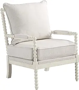 Osp Home Furnishings Kaylee Spindle Accent Chair With Antique Wood Frame... - £456.91 GBP