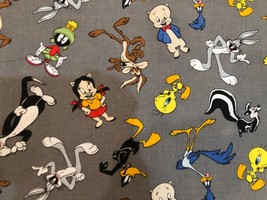 Looney Tunes Tweety Taz Elmer Print 100% Cotton Fat Quarter 18&quot;x22&quot; NEW Mask - £5.05 GBP