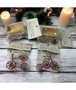 Vintage Silvestri Christmas Ornaments Red Metal Tricycle/Wooden Noel Wag... - £8.01 GBP