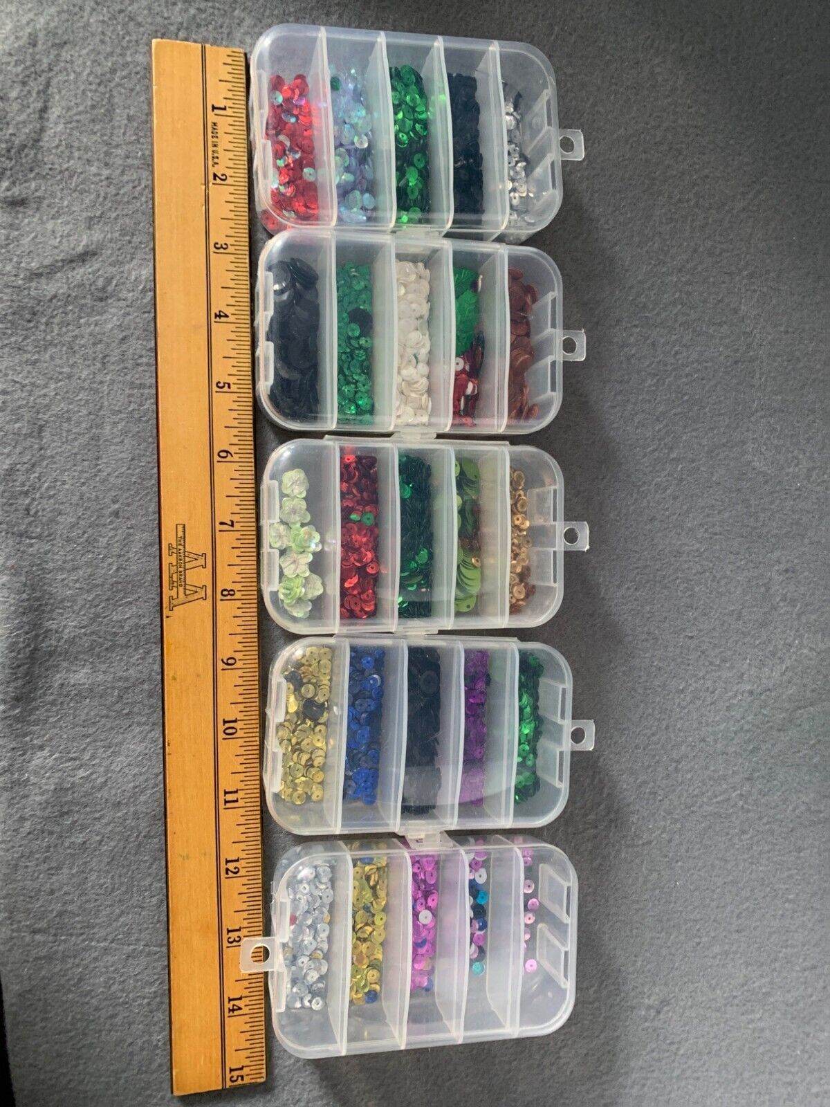 Vintage Craft Supplies Sequins Variety Colors In Organizer Box Crafting Sewing & Item image 11