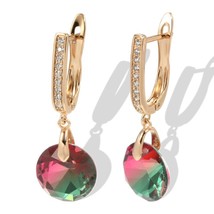 Hot Fashion Natural Rainbow Zircon Dangle Earrings For Women 585 Rose Gold Earri - £7.20 GBP
