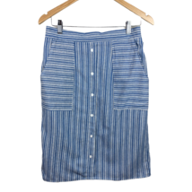 Le Lis Skirt M Blue White Striped Vertical Pockets Stretch Faux Button Front New - £19.94 GBP