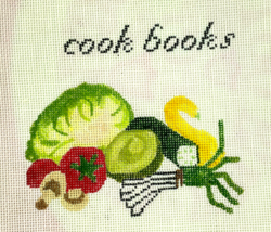 Printed Needlepoint Canvas of Vegetables and Words Cook Books - £11.17 GBP