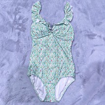 Serendipity Shrimp &amp; Grits Kids Floral Ruffle One Piece Swimsuit Green W... - £22.95 GBP