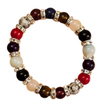 Natural Stone Bracelet Amethyst, Red Agate,  Amazonite,  Feldspar, Garnet Etc... - £10.15 GBP