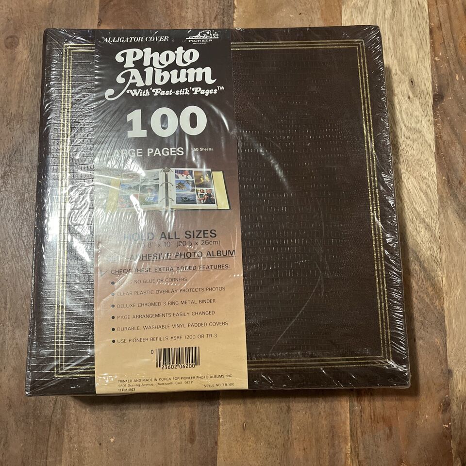 NEW VINTAGE Pioneer Photo Album Alligator Vinyl Cover 100 Pages (50 Sheets) - $32.38