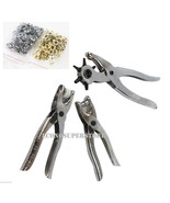 78PC Leather Hole Punch/ Gromment 3pc Hand PliersTool Kit Jewelry Shoe R... - $17.75