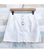 BDG Rigid Denim Button Fly Mini Skirt White Raw Hem 100% Cotton Women Me... - $24.74