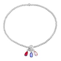 Sparkling Teardrops Multi-Colored Cubic Zirconia Sterling Silver Charm B... - $12.46