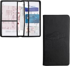 Car Registration and Insurance Holder Leather Auto Glove Box Organizer with Magn - £11.38 GBP