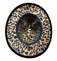 Leopard Bottom Black Top Fedora Wide Brim Panama Cowboy Hat UNISEX - £33.00 GBP