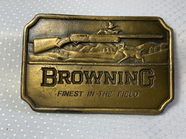 Browning 940 Vtg Belt Buckle Finest in the Field Hunting Rifle Deer 1.75&quot; Loop  - £23.66 GBP
