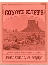 Coyote Cliffs Menu Junction Highway 89 89A Kanab Utah  - £29.51 GBP