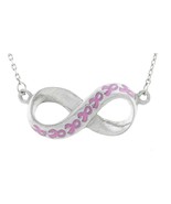 INFINITE HOPE pink-ribbon pewter infinity charm; 18&quot; fine link chain; GI... - £3.91 GBP