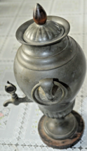 Antique 18th century pewter samovar tea dispenser pot, Wood Base &amp; Finia... - $350.00