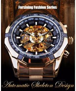 Forsining Men&#39;s Top Brand Luxury Golden Automatic Skeleton Sport Watch - $108.87 CAD