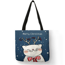 B01101 Cute Christmas Animal Print Shopping Bag Women Handbags 2019  Xmas Cat El - £13.89 GBP