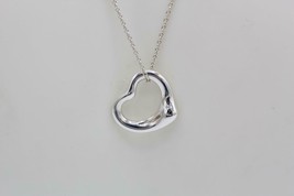 Tiffany &amp; Co. Elsa Peretti 16mm Open Heart Pendant Sterling Silver Necklace 19&quot;L - £186.84 GBP